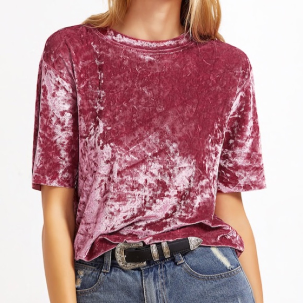 DROP SHOULDER VELVET TOP